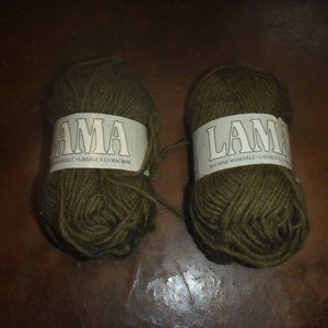 2 Skeins Lama Wool Blend Yarn - Color 809 (Olive Green)